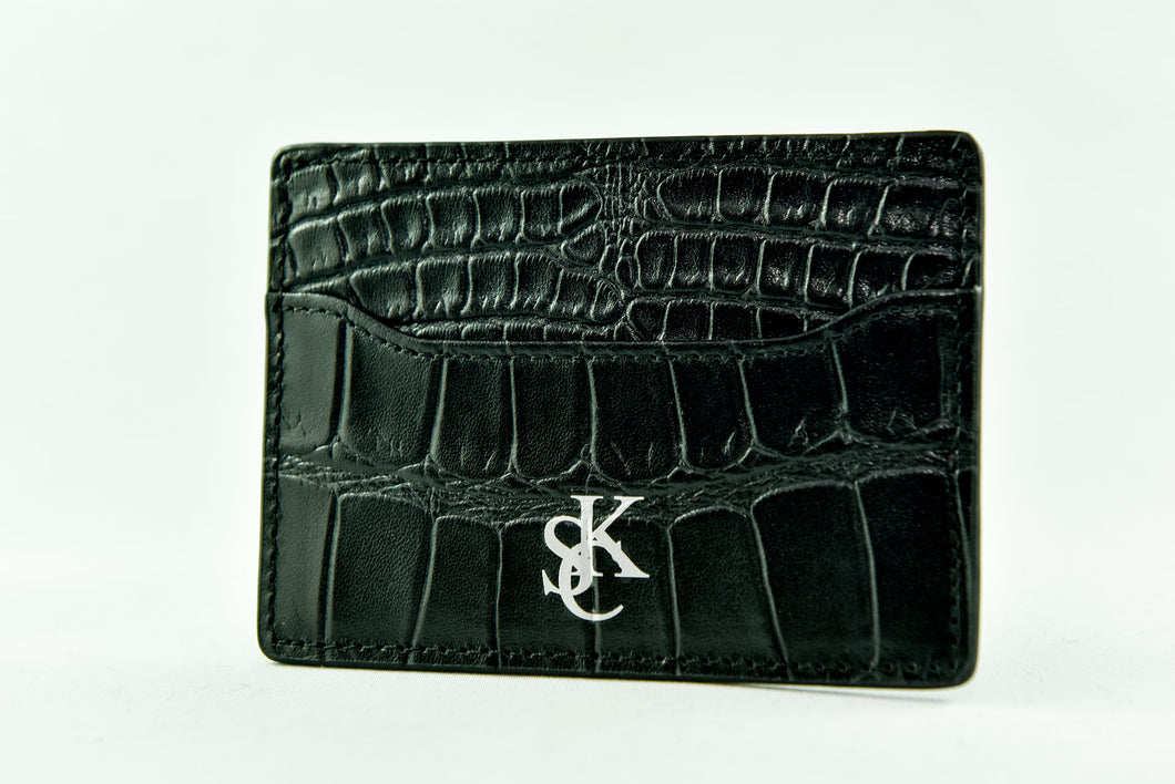 Genuine Leather Credit Card Wallet - Black