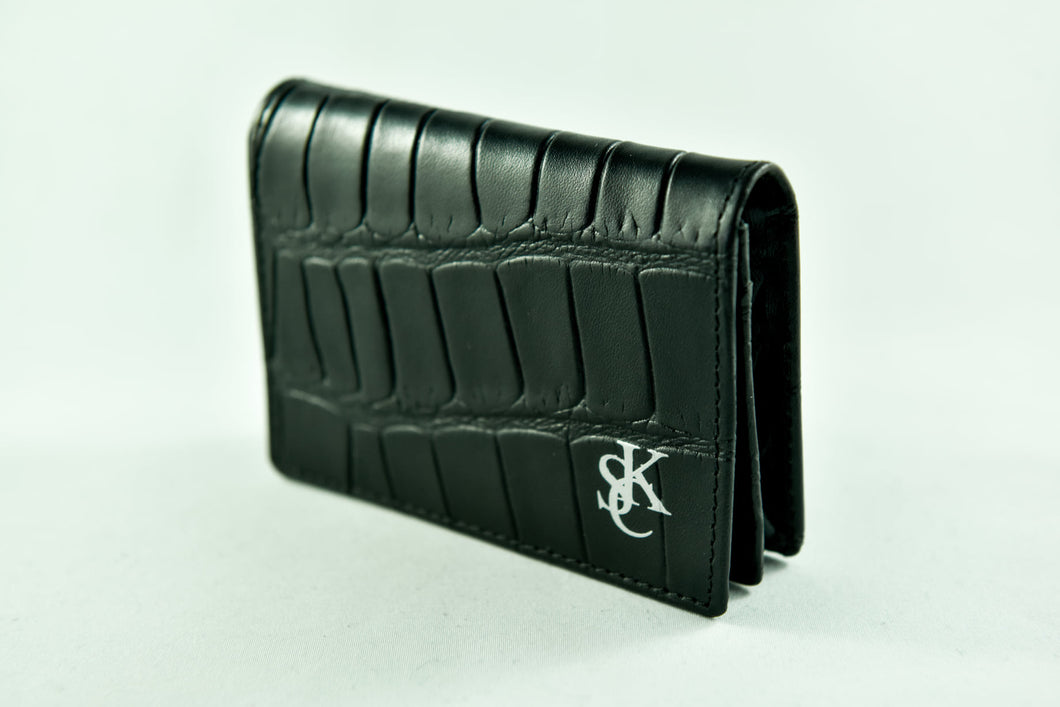 Genuine Leather Business Card Wallet - Black